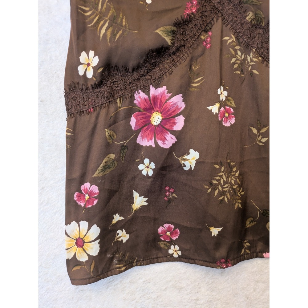 Old Navy Camisole Women's Small Brown Floral Lace Trim V-Neck Boho Tank Top - Picture 2 of 9